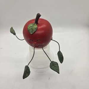 VTG Collections Etc Anthropomorphic Red Apple Resin Shelf Sitter Wire Limbs